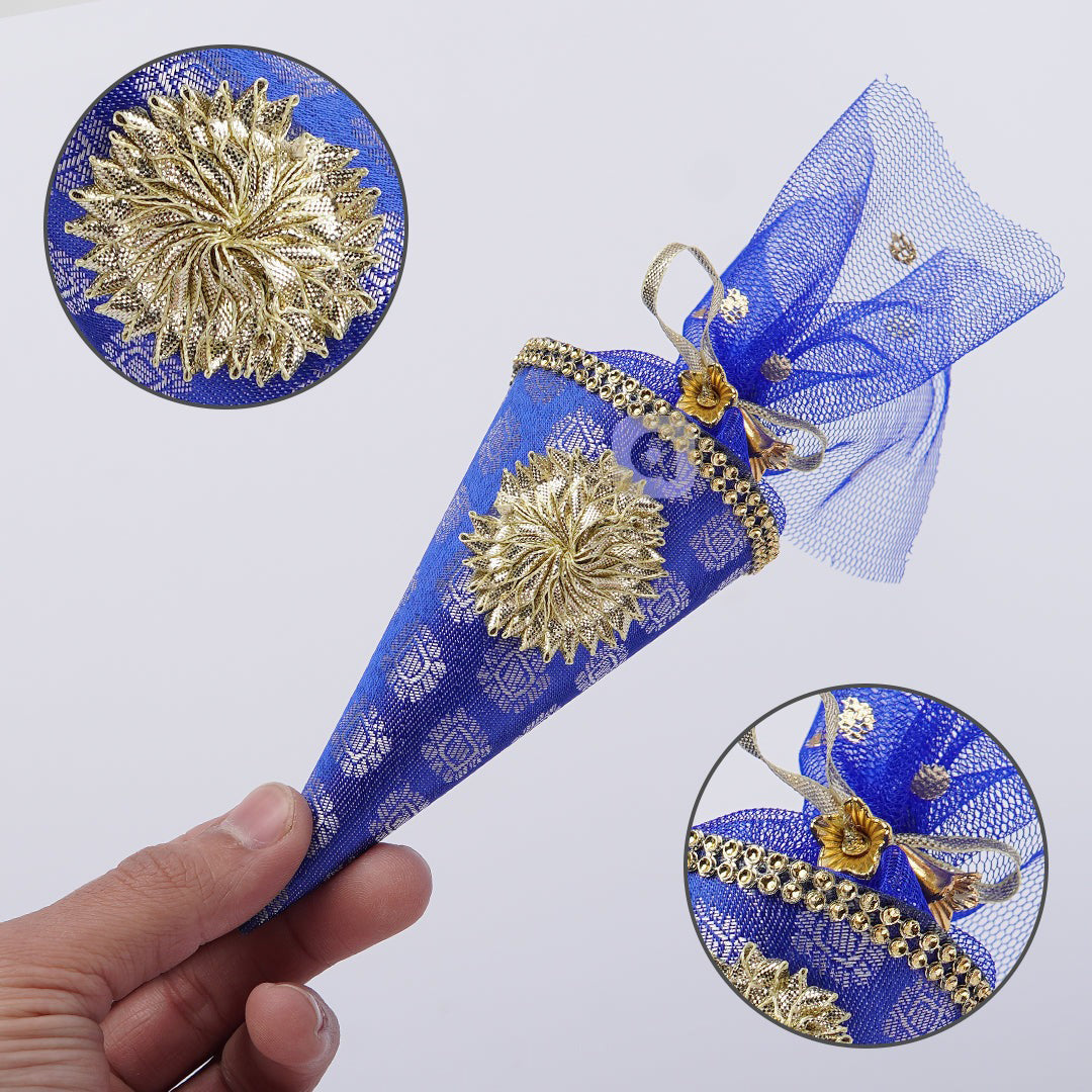 Cone Shape Nikkah Pouches – Multi Colors | 5-Inch Fabric Gift Bags for Nikkah, Mehndi & Wedding Favors Shadi, Nikkah Mubarak