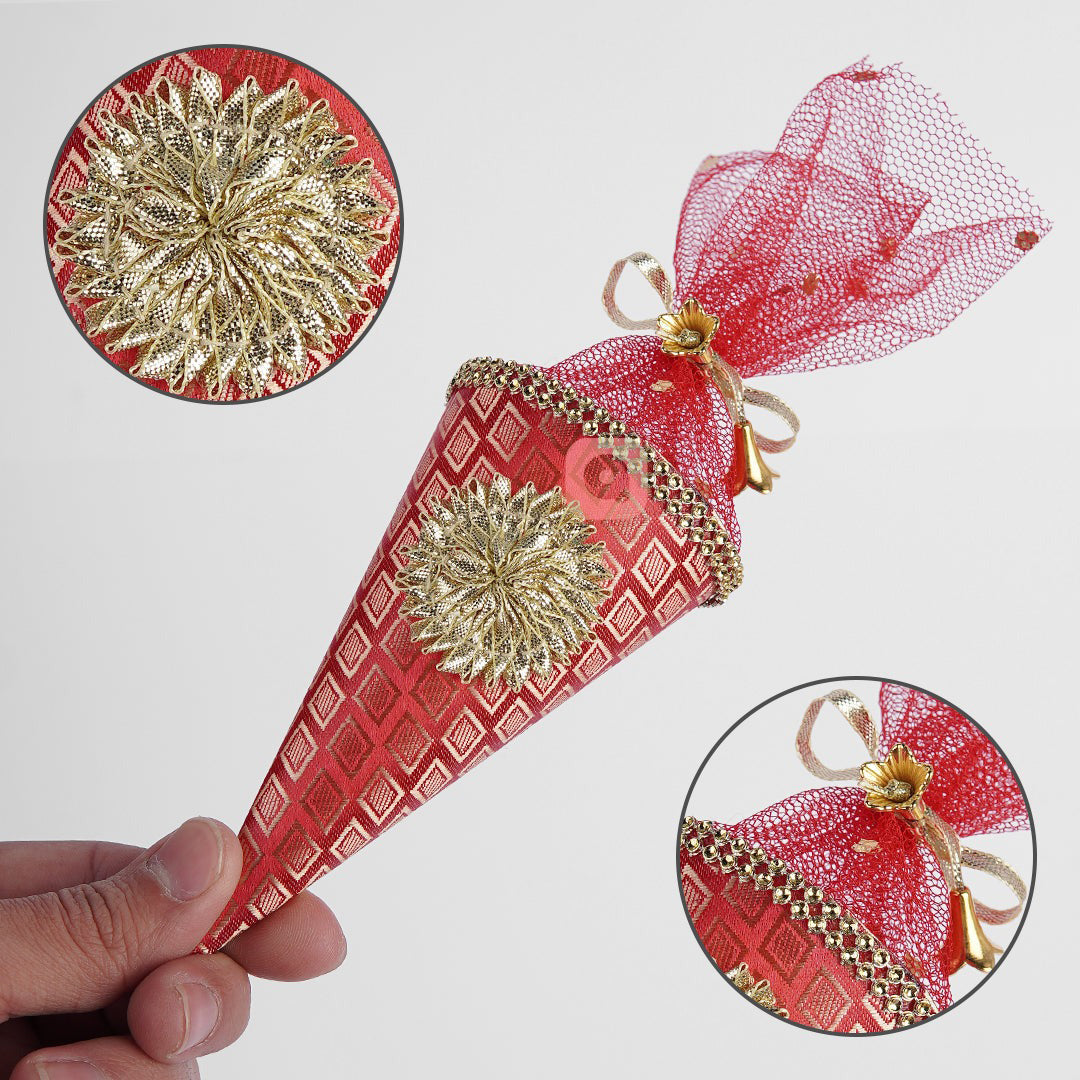Cone Shape Nikkah Pouches – Multi Colors | 5-Inch Fabric Gift Bags for Nikkah, Mehndi & Wedding Favors Shadi, Nikkah Mubarak