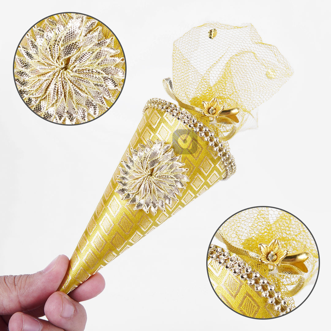 Cone Shape Nikkah Pouches – Multi Colors | 5-Inch Fabric Gift Bags for Nikkah, Mehndi & Wedding Favors Shadi, Nikkah Mubarak