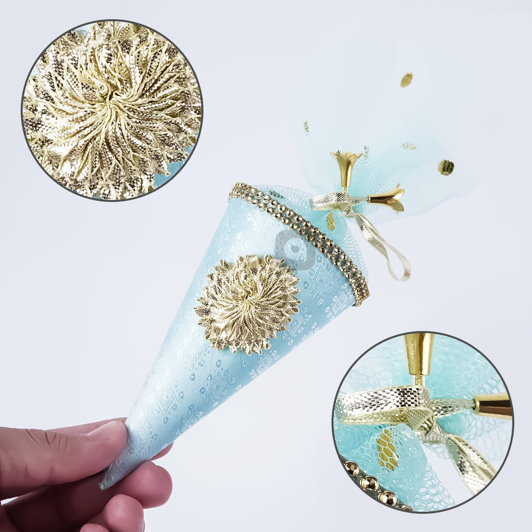 Cone Shape Nikkah Pouches – Multi Colors | 5-Inch Fabric Gift Bags for Nikkah, Mehndi & Wedding Favors Shadi, Nikkah Mubarak