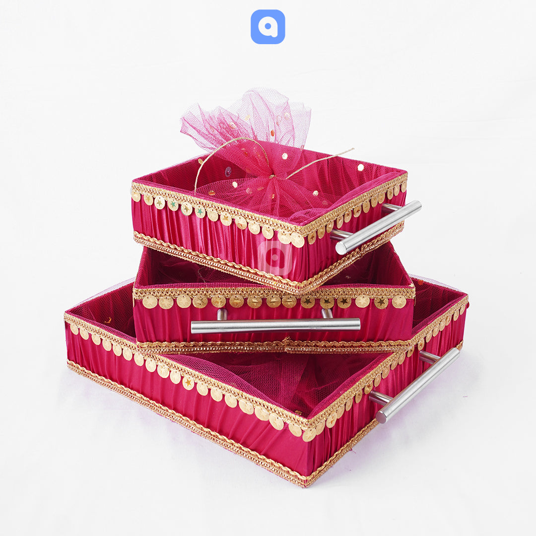 Square Satin Decorative Trays – Ideal for Weddings, Events & Gifting - Ardor UAE