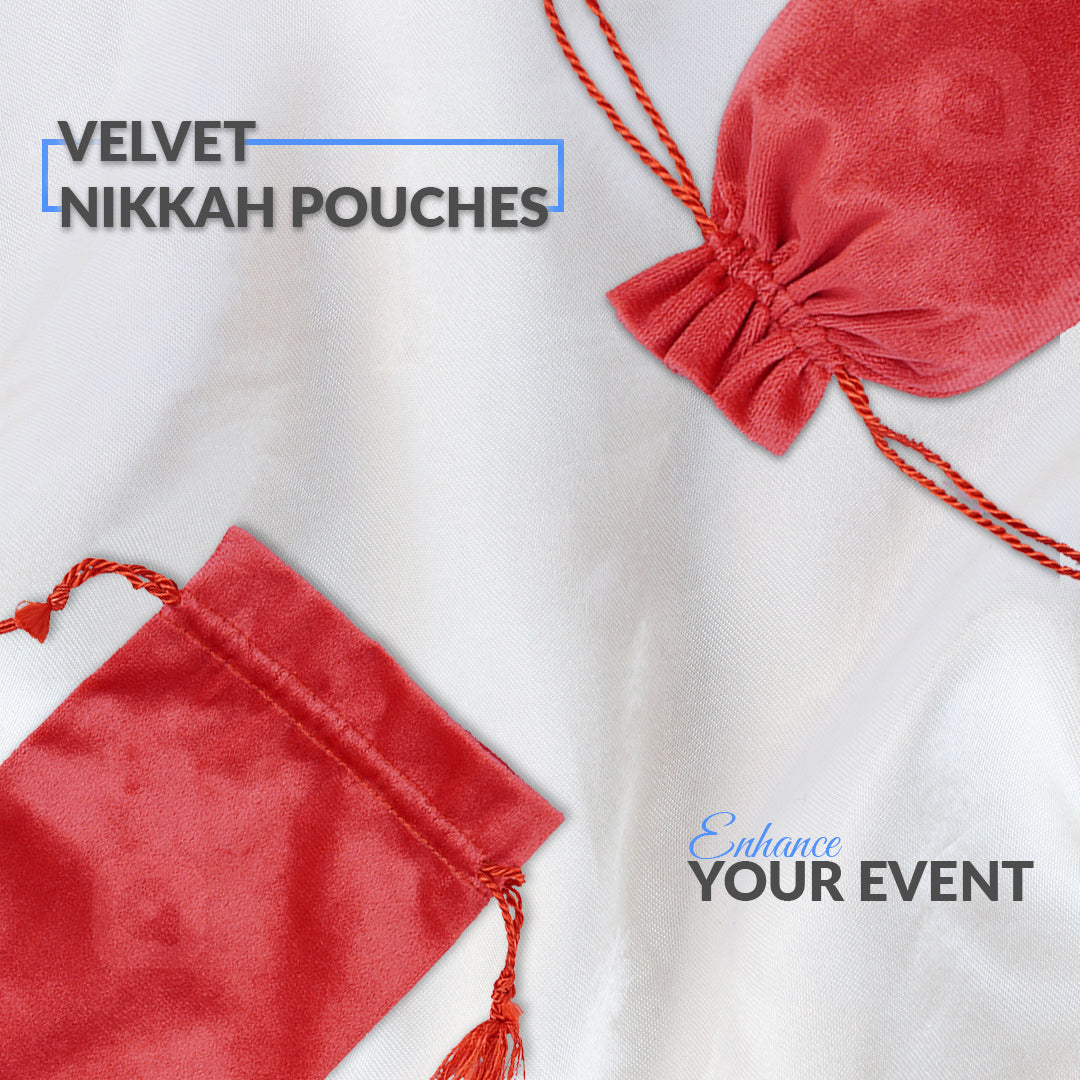 Pack of 50 - Premium Velvet Nikkah Pouches for Wedding - Ardor UAE