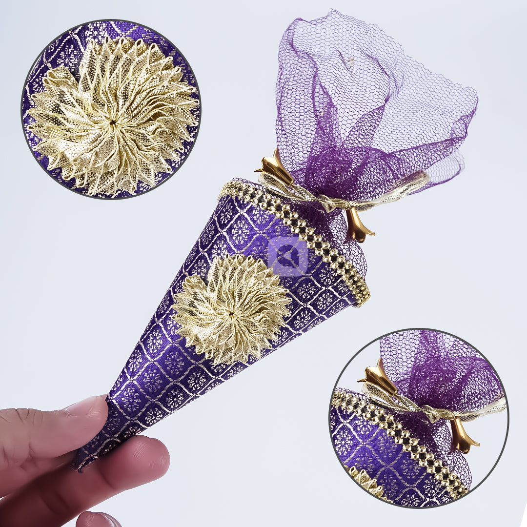 Cone Shape Nikkah Pouches – Multi Colors | 5-Inch Fabric Gift Bags for Nikkah, Mehndi & Wedding Favors Shadi, Nikkah Mubarak