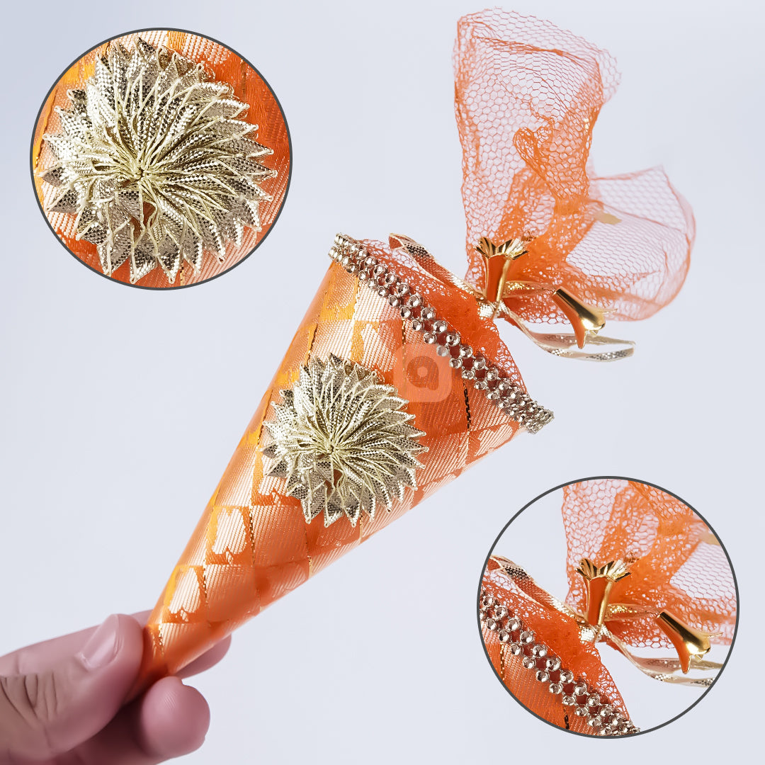 Cone Shape Nikkah Pouches – Multi Colors | 5-Inch Fabric Gift Bags for Nikkah, Mehndi & Wedding Favors Shadi, Nikkah Mubarak