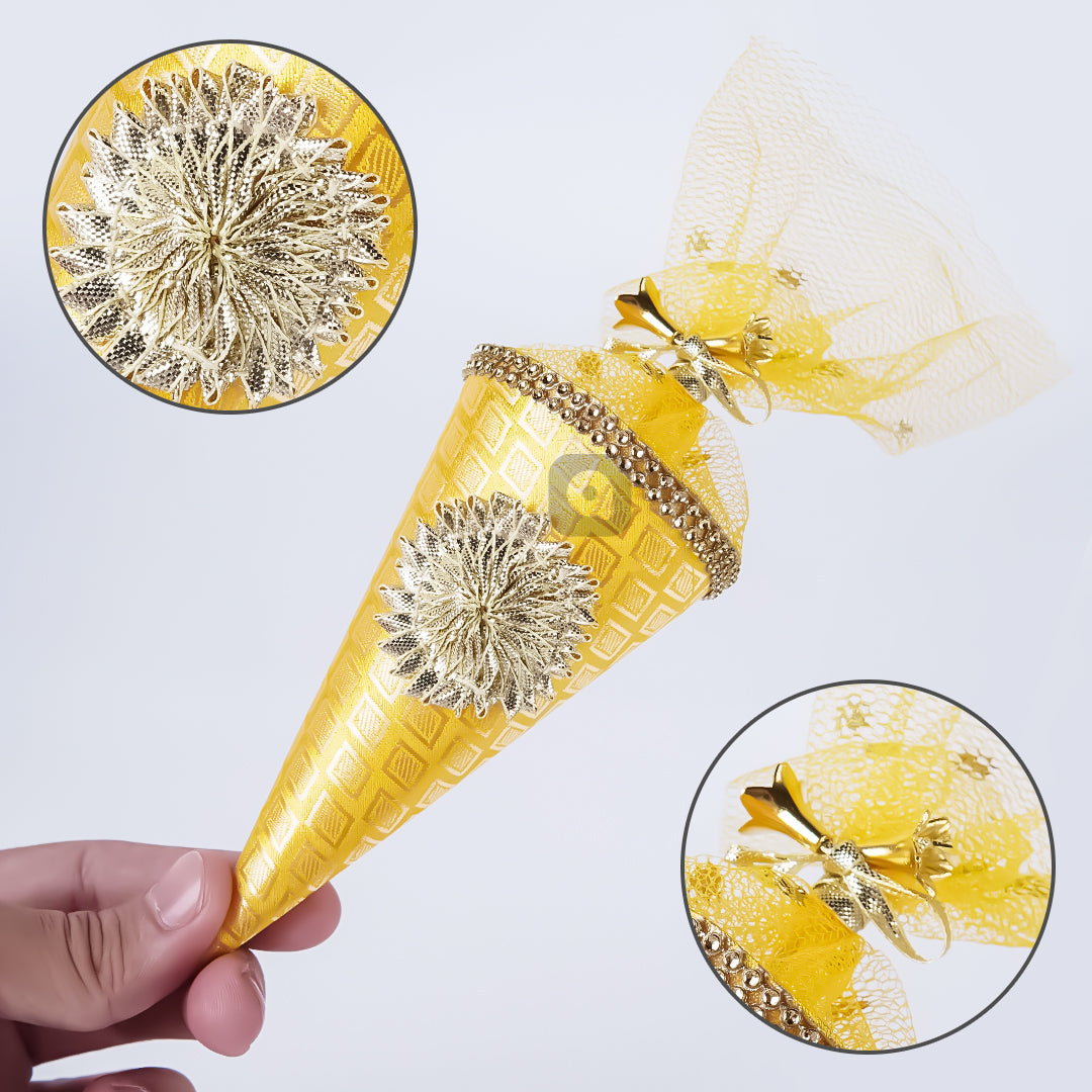 Cone Shape Nikkah Pouches – Multi Colors | 5-Inch Fabric Gift Bags for Nikkah, Mehndi & Wedding Favors Shadi, Nikkah Mubarak