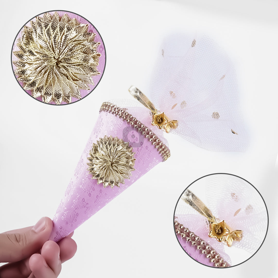 Cone Shape Nikkah Pouches – Multi Colors | 5-Inch Fabric Gift Bags for Nikkah, Mehndi & Wedding Favors Shadi, Nikkah Mubarak