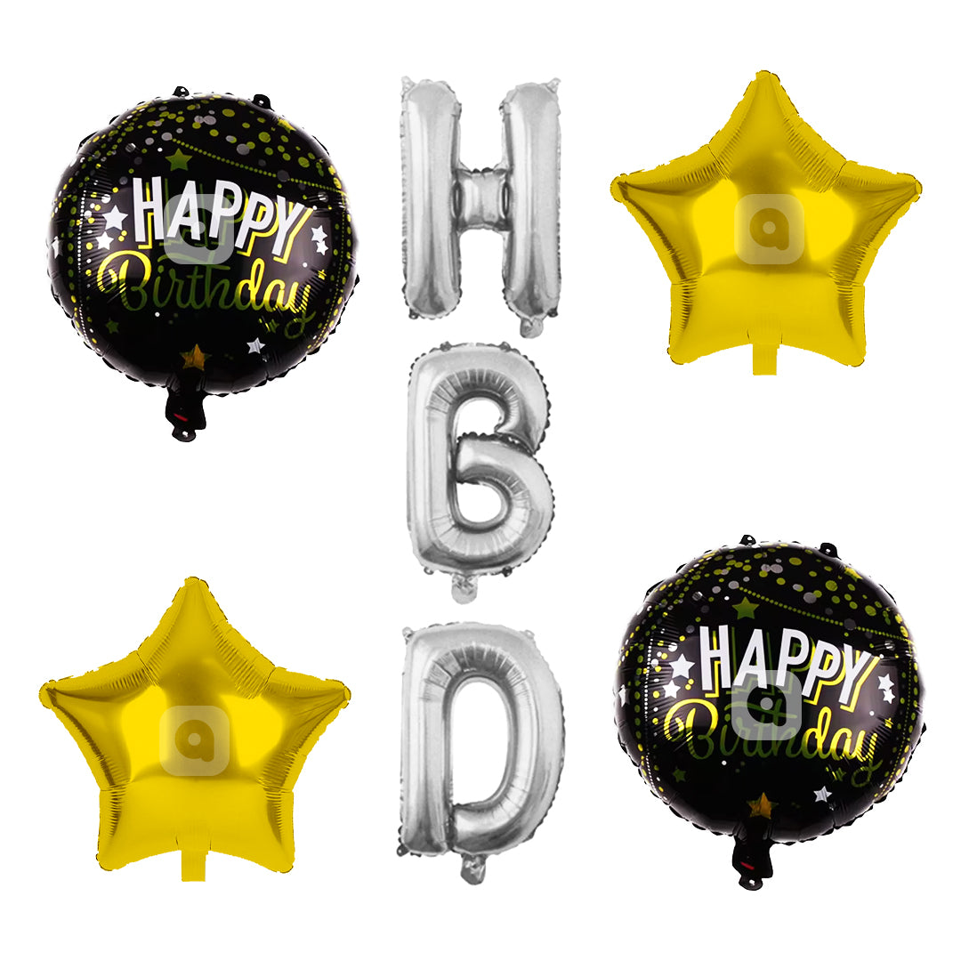 HBD Foil Balloons - 5 pcs Set -  Ardor UAE