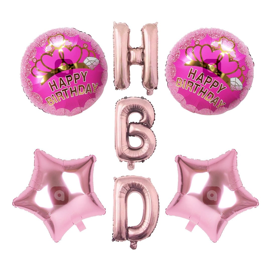 HBD Foil Balloons - 7 pcs Set - Ardor UAE