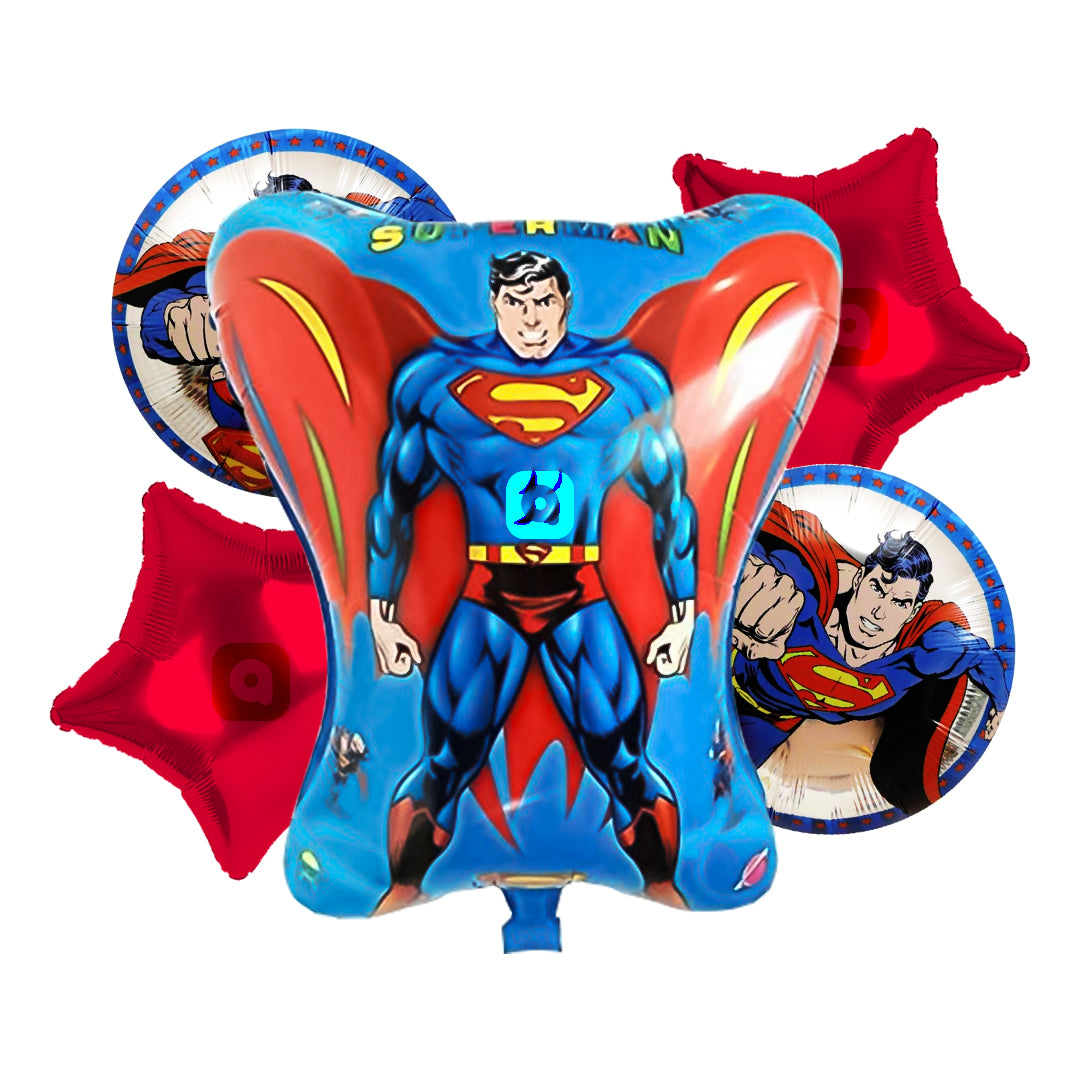 Superman Theme Foil Balloons for Kids Birthday Party Decoration - Ardor UAE