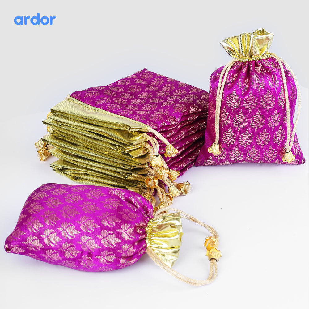 Multi Colors Jamawar fabric Pouches for Nikkah & Wedding - Ardor UAE