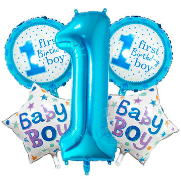 1st Birthday Boy 5 Pcs Foil Balloons Set - Ardor UAE