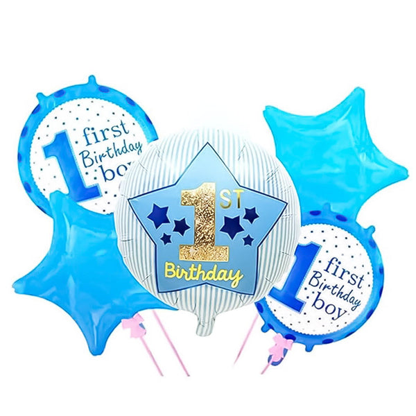 1st Birthday Foil Balloons 5 Pcs set - Ardor UAE