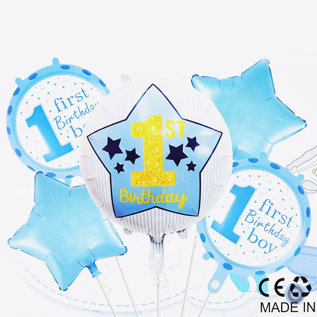 1st Birthday Foil Balloons 5 Pcs set - Ardor UAE