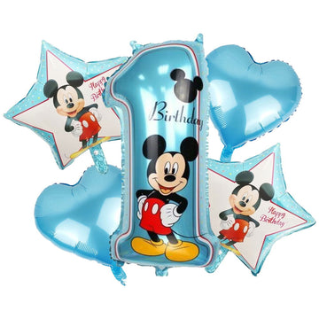 1st Birthday Mickey Mouse 5 Pcs Foil Balloons - Ardor UAE