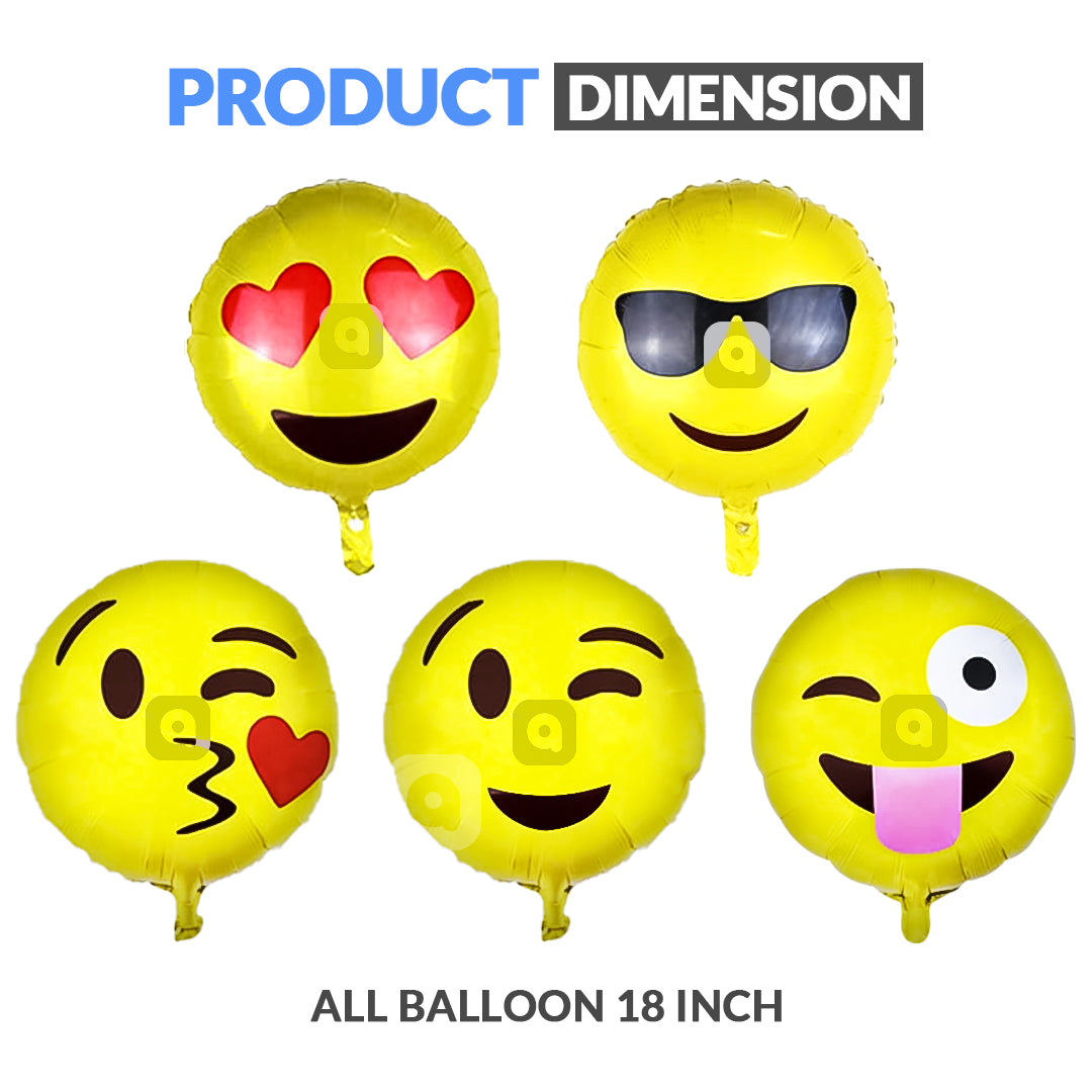 Emoji Foil Balloon - 5 Pcs Set