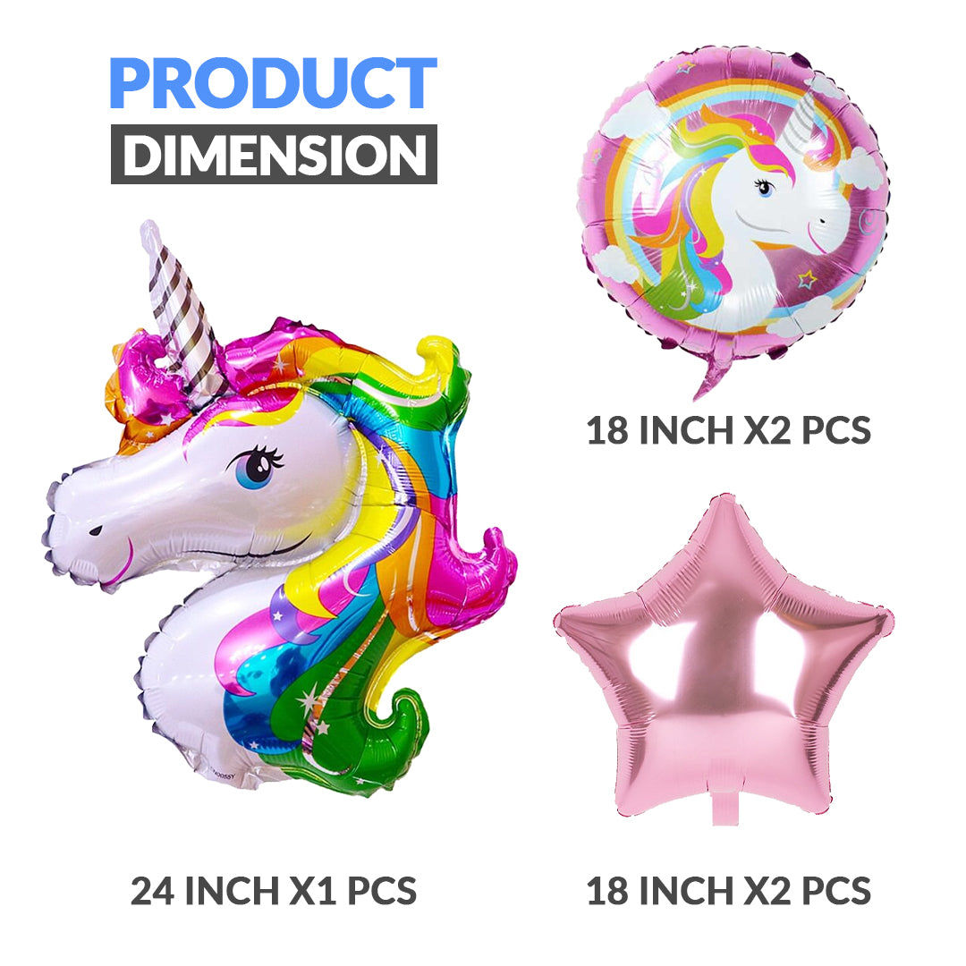 Unicorn Foil Balloons - 5 pcs foil balloon Set