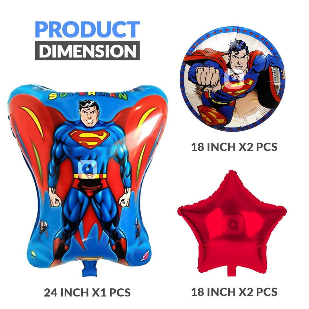 Superman Theme Foil Balloons for Kids Birthday Party Decoration - Ardor UAE