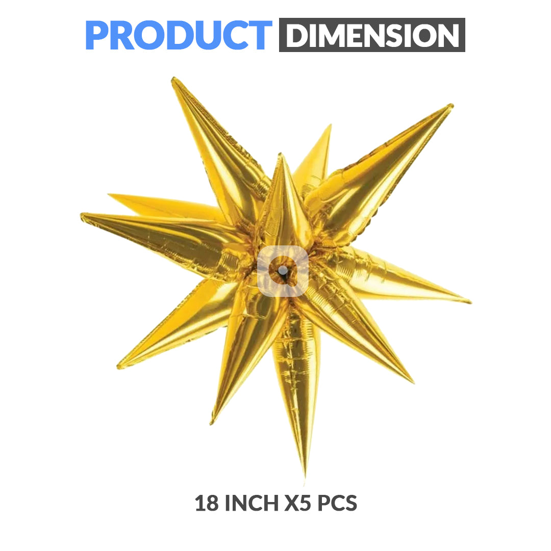 Star Burst Foil Balloons - 5 pcs Set