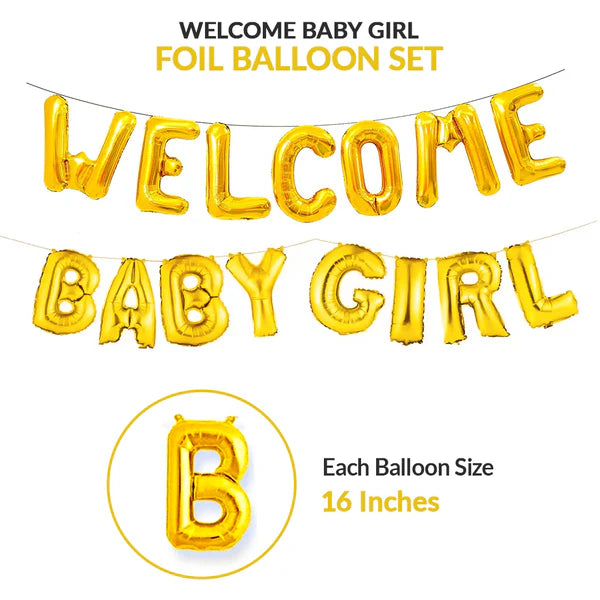 Welcome Baby Girl Foil Balloons Set - Ardor UAE