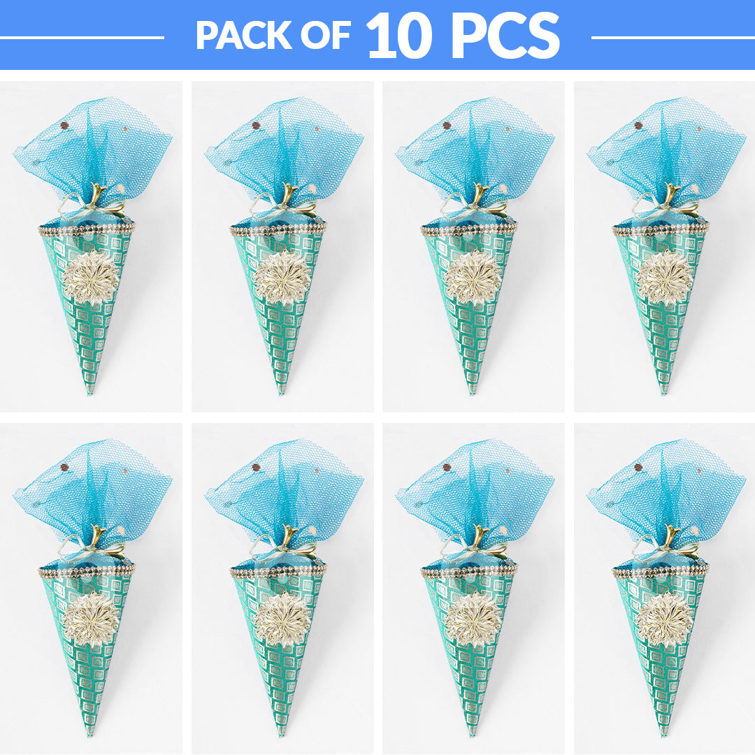 Cone Shape Nikkah Pouches – Multi Colors | 5-Inch Fabric Gift Bags for Nikkah, Mehndi & Wedding Favors Shadi, Nikkah Mubarak