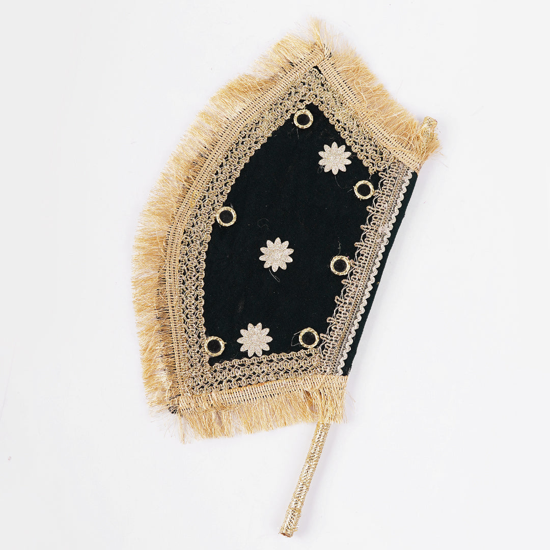 Hand Made Velvet Fan 1 pcs For Mendhi, Maiyu, party Decoration - Ardor