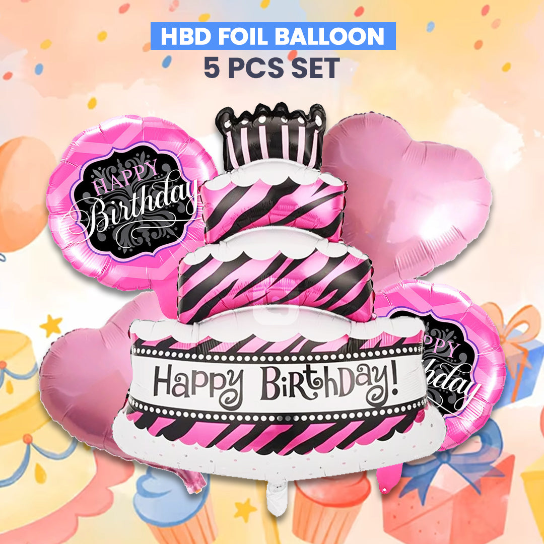 HBD Foil Balloons - 5 pcs Set - Ardor UAE