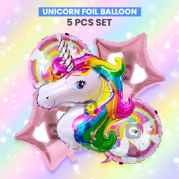 Unicorn Foil Balloons - 5 pcs foil balloon Set