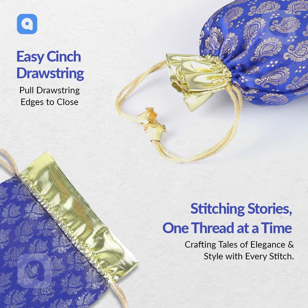 Pack of 50 Multi Color Jamawar Fabric Nikkah Pouches