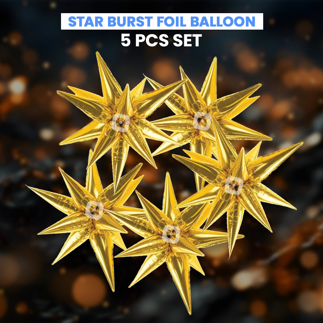 Star Burst Foil Balloons - 5 pcs Set
