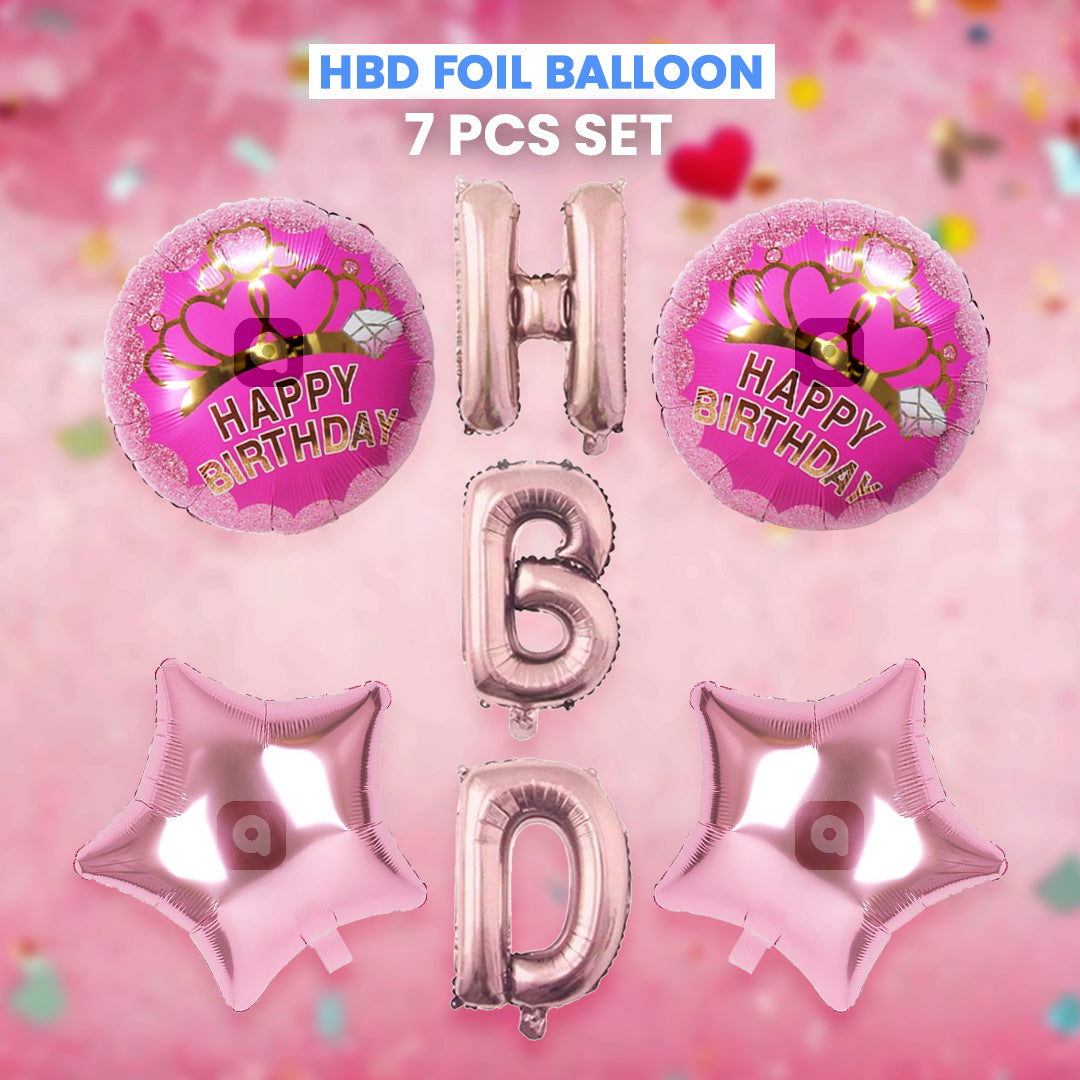 HBD Foil Balloons - 7 pcs Set - Ardor UAE