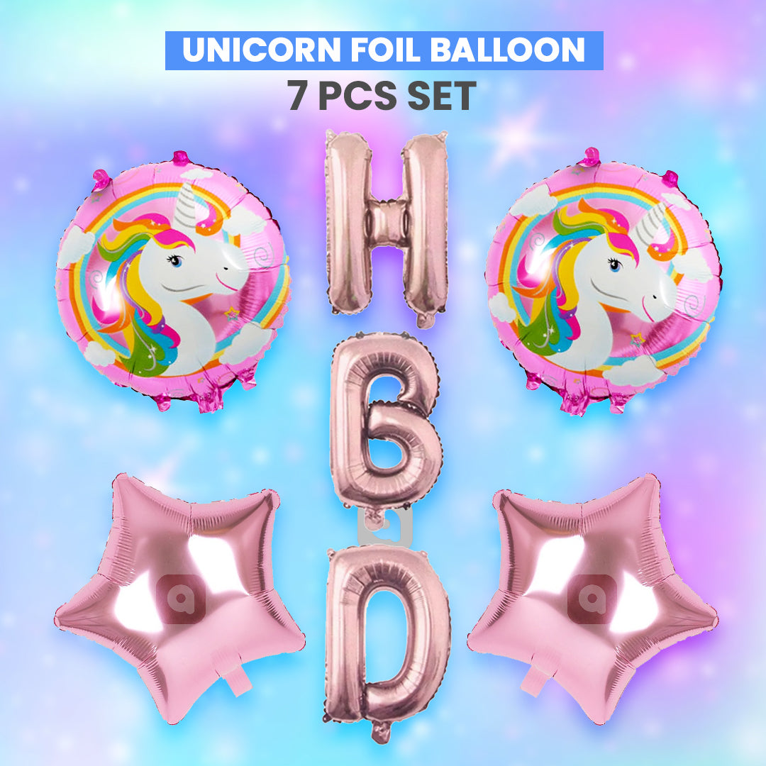 Unicorn Foil Balloons - 7 pcs Set - Ardor UAE