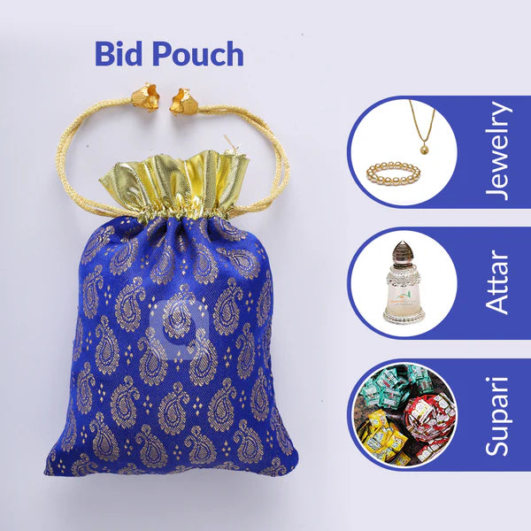 Pack of 50 Multi Color Jamawar Fabric Nikkah Pouches