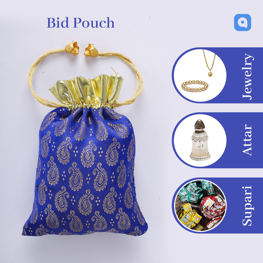 Multi Colors Jamawar fabric Pouches for Nikkah & Wedding - Ardor UAE