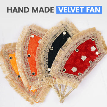 Hand Made Velvet Fan 1 pcs For Mendhi, Maiyu, party Decoration - Ardor