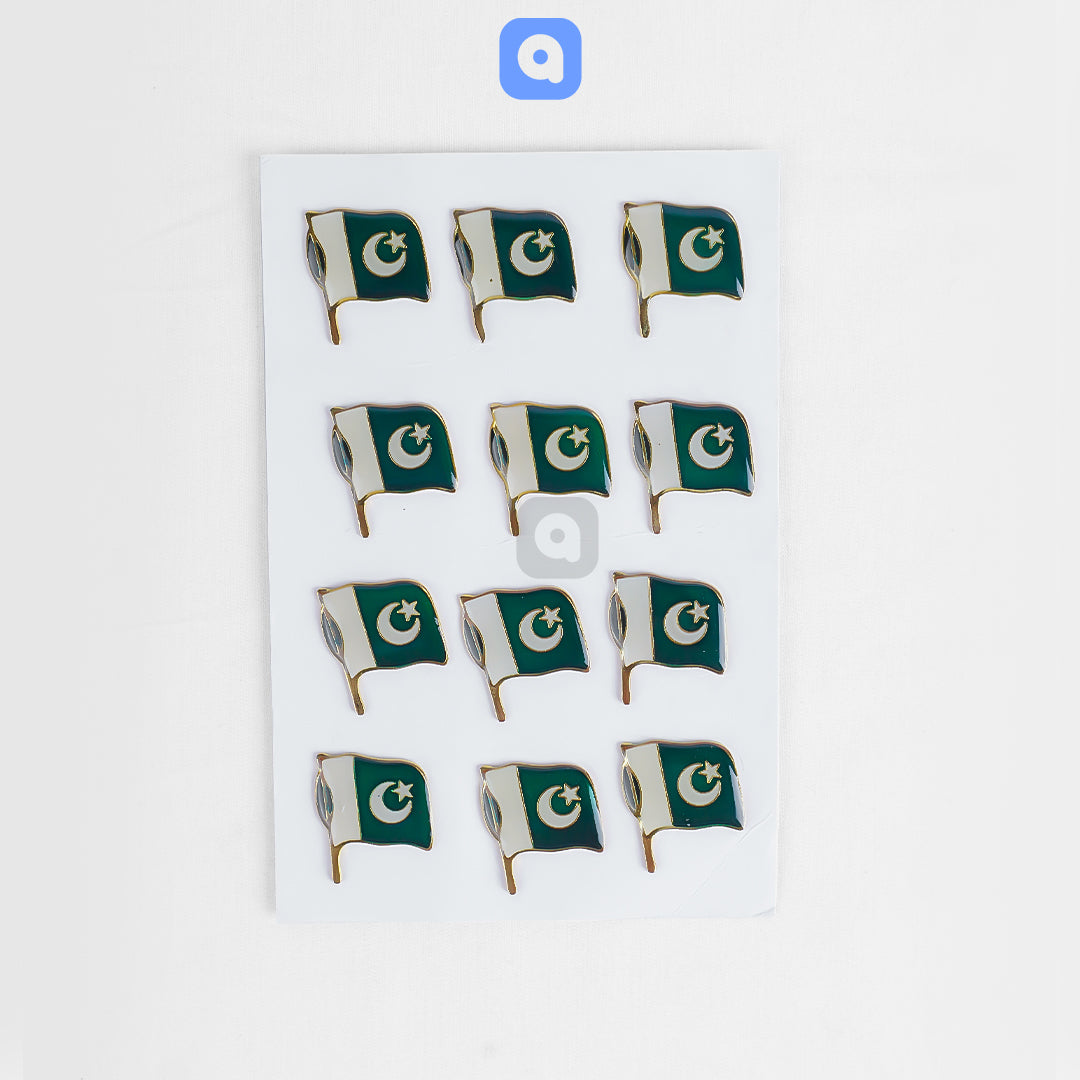 Pack of 12 - Pakistan Flag Badges - Magnetic Badges - Ardor UAE