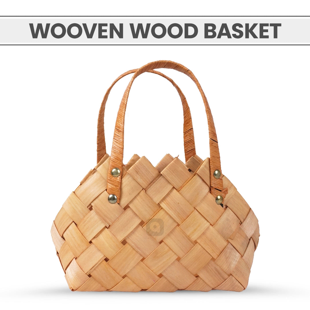 Set of 2 - Woven Wood Basket
