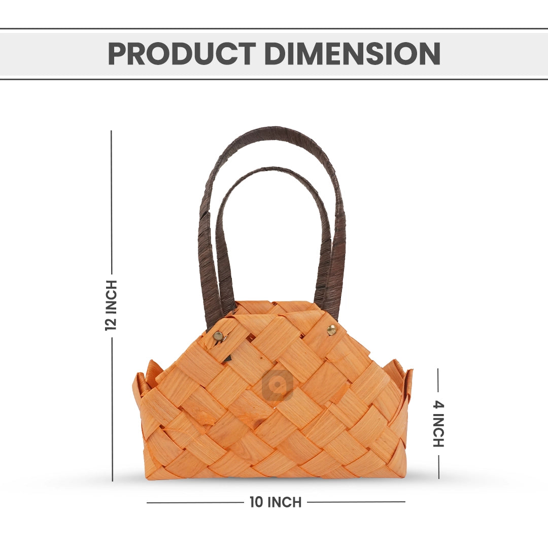 Set of 3 - Natural Woven Wood Basket