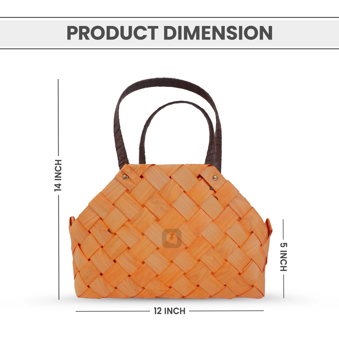 Set of 3 - Natural Woven Wood Basket