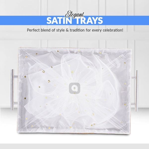 White Fancy Fabric Satin Tray – Single Piece for Gifting