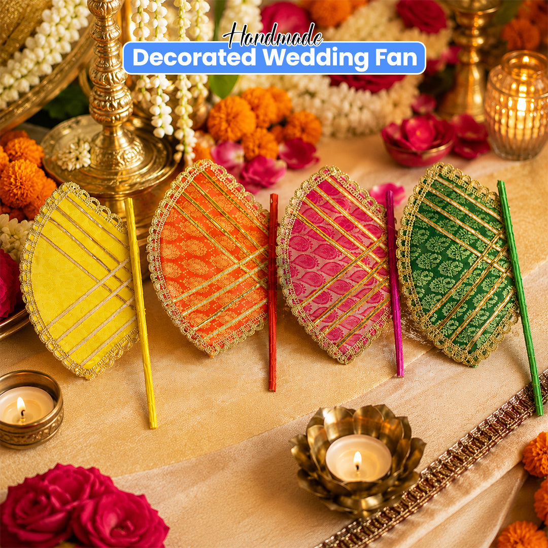 Jamawar Fancy Fan wedding Decor | Pack of 4  |