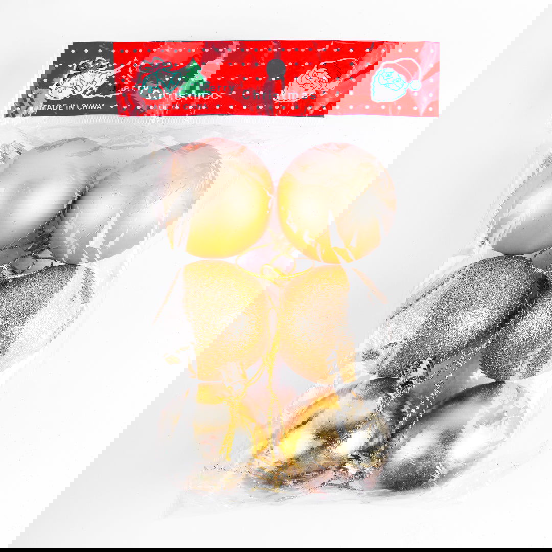 Golden & Red Hanging Ball 6 Pcs for Christmas Party Decor