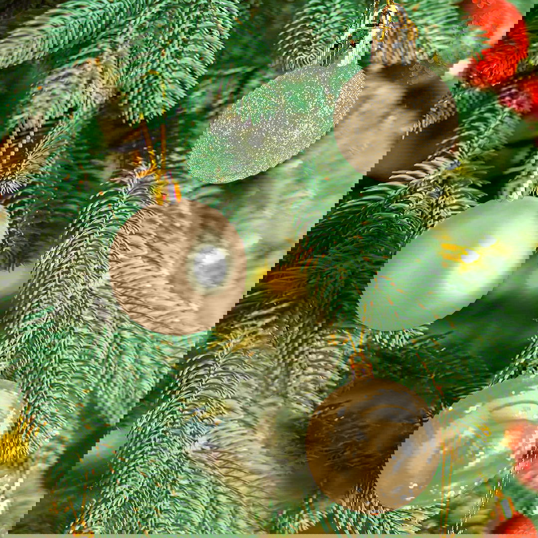 Golden & Red Hanging Ball 6 Pcs for Christmas Party Decor