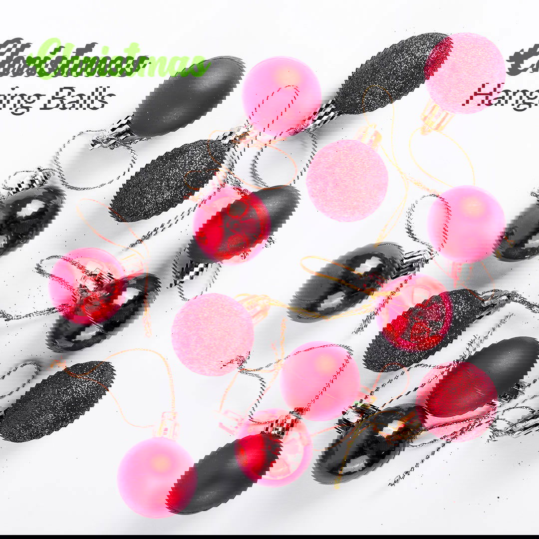 Golden & Red Hanging Ball 6 Pcs for Christmas Party Decor