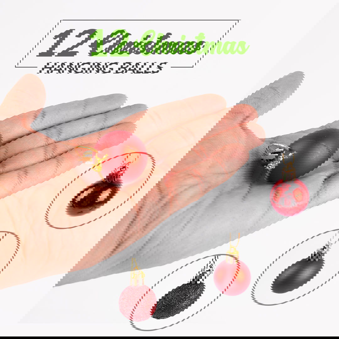 Golden & Red Hanging Ball 6 Pcs for Christmas Party Decor