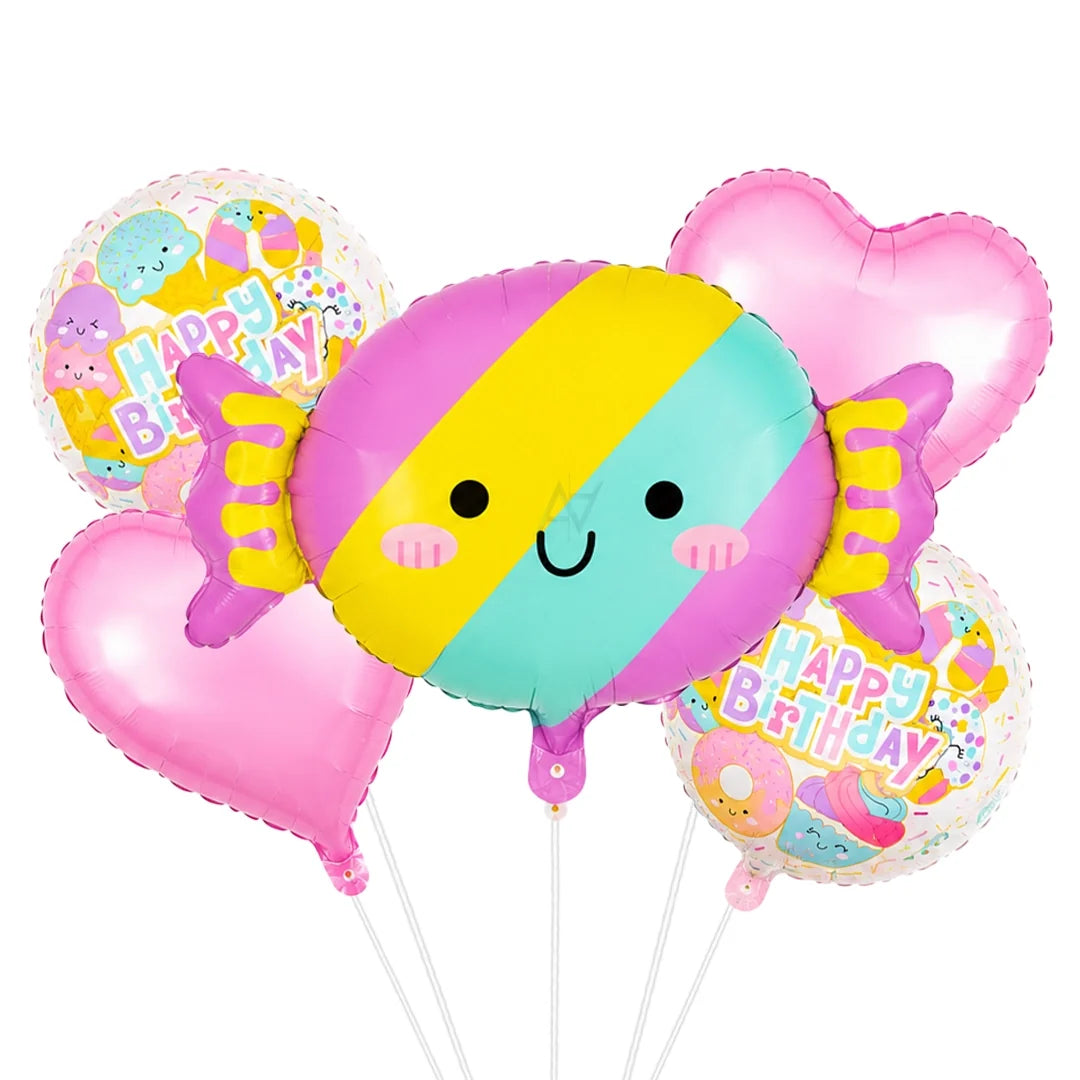 Candy Happy Birthday Foil Balloon Set