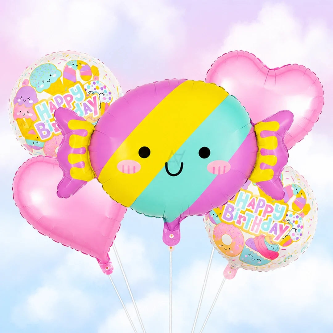 Candy Happy Birthday Foil Balloon Set