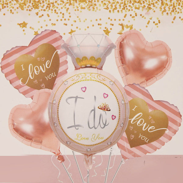 I Do Ring Foil Balloons 5 Pcs Set - Ardor UAE