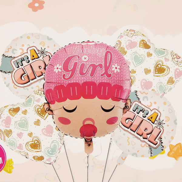 Its a Girl Face 5 Pcs Foil Balloon Set - Ardor UAE