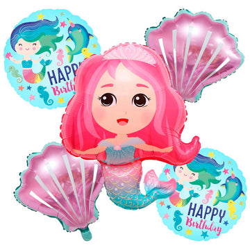 Mermaid 5Pcs Foil Balloons Set - Ardor UAE