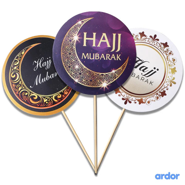 Pack of 10 - Hajj Mubarak Mini Cake Toppers - Ardor UAE